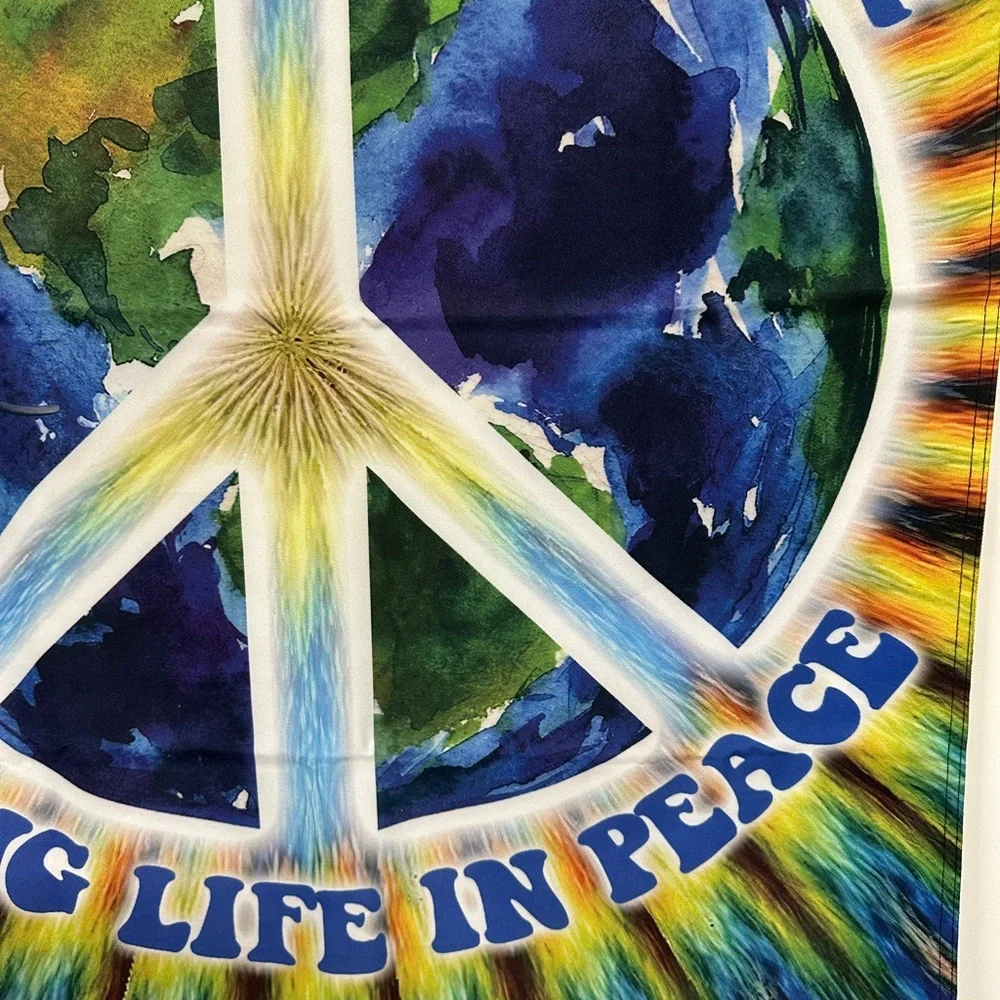 Peace Sign Hippie Flag, Imagine All The People Living Life In Peace Flag